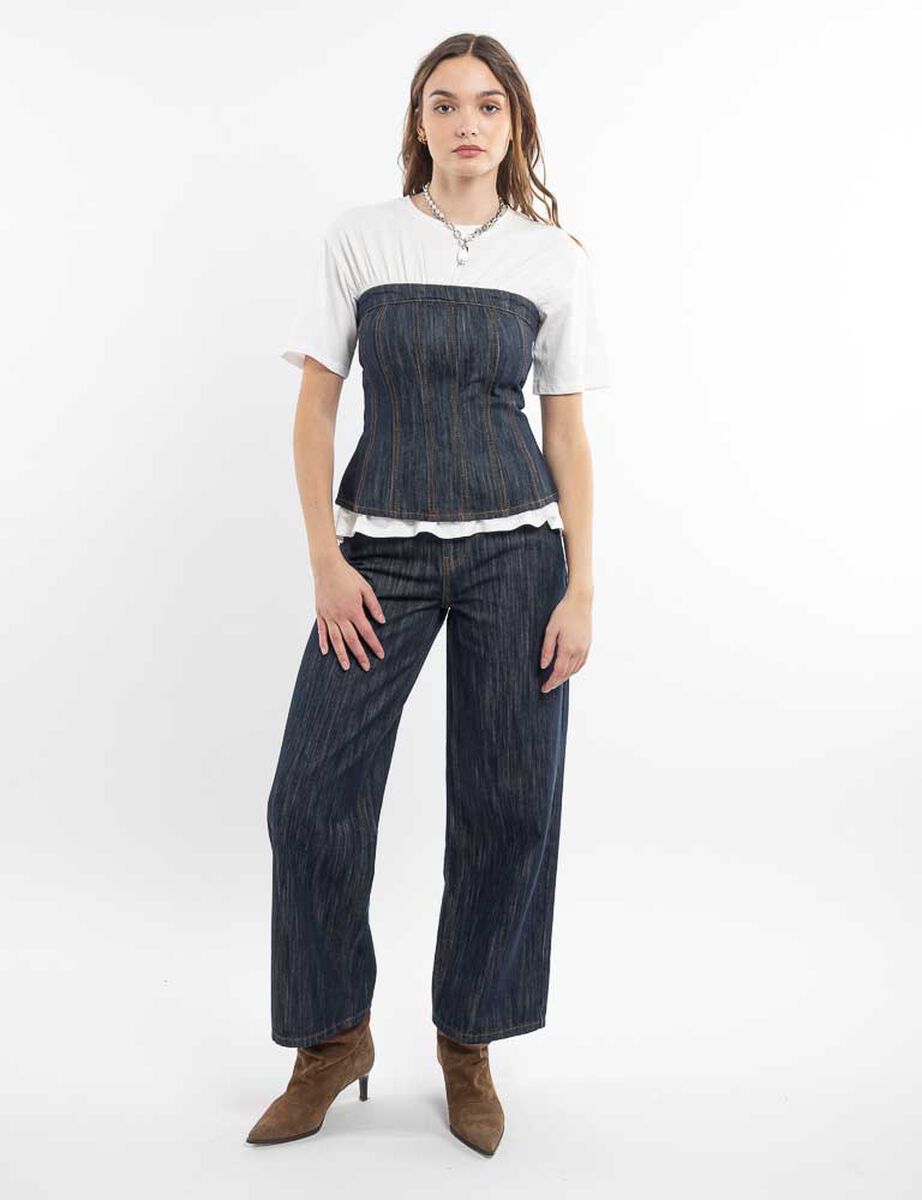 Blusa Strapless Denim Mujer Icono