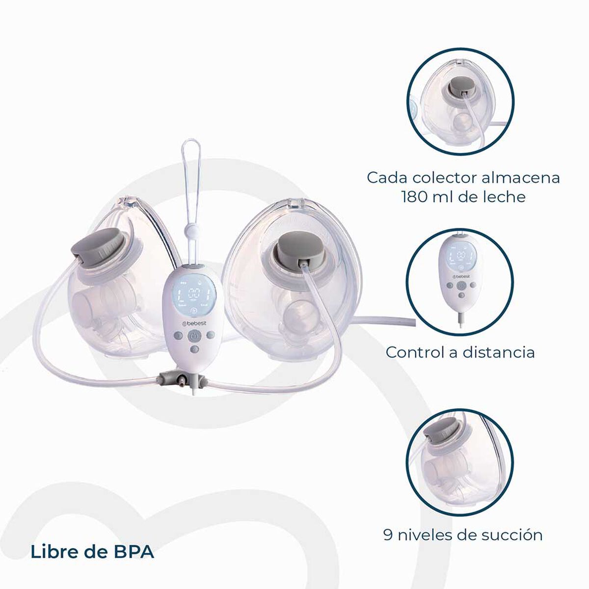 Extractor de Leche Doble Portátil con Bolsas Bebesit