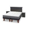 Cama Europea CIC Base Dividida 2 Plazas Anatomic + Respaldo + 2 Veladores Dublin