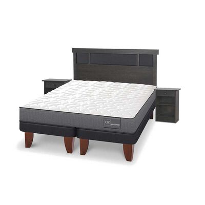 Imagen 2 del producto Cama Europea CIC Base Dividida 2 Plazas Anatomic + Respaldo + 2 Veladores Dublin