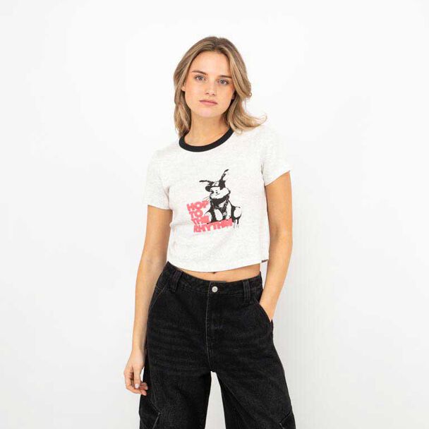 Polera Crop Con Estampado Mujer Icono