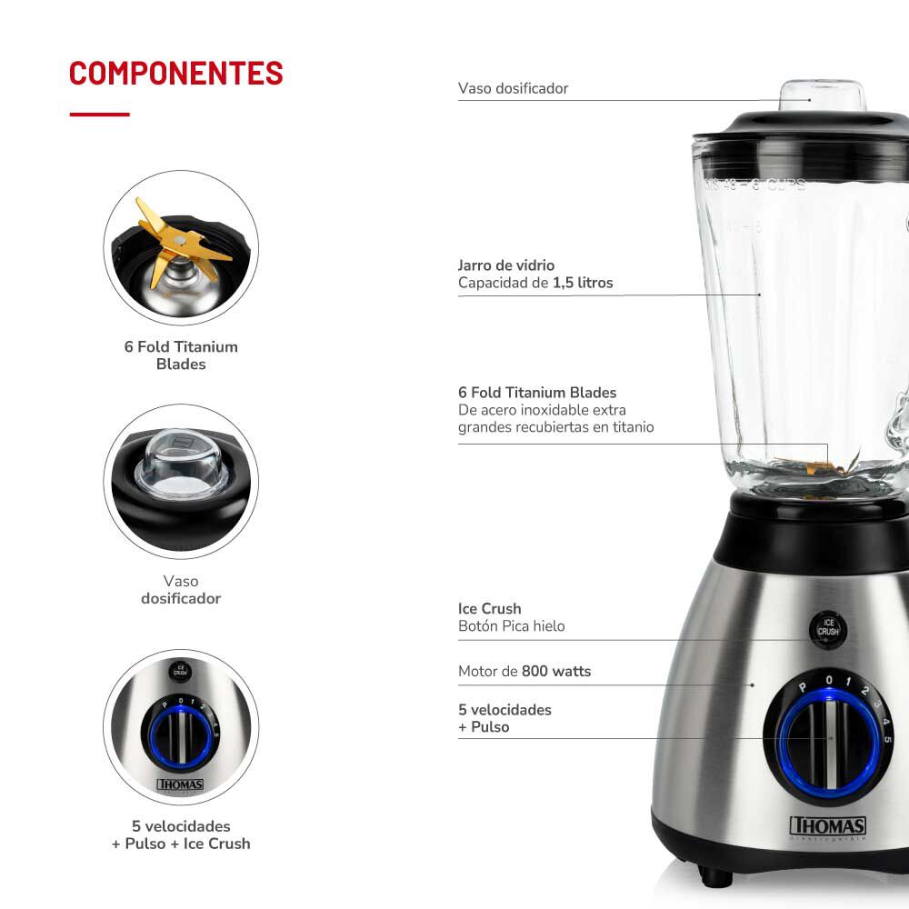 Thomas Licuadora 1.5 L Acero Inoxidable TH-510VI, foto 5
