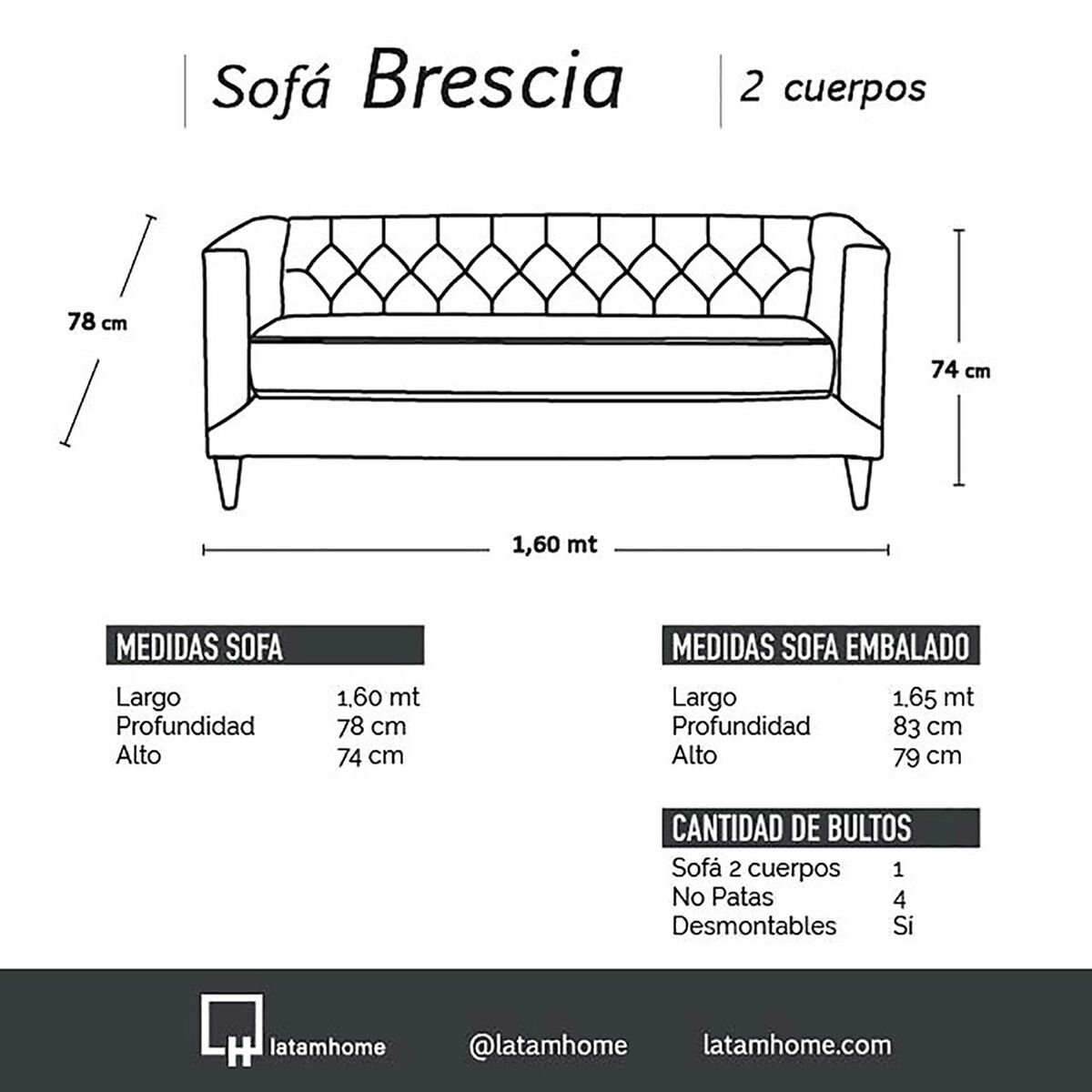 Sof&aacute; Tela Velvet Latam Home Brescia 2 Cuerpos
