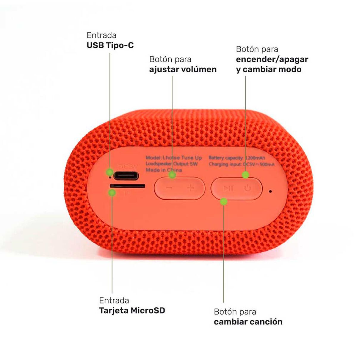 Parlante Bluetooth Lhotse Tune up Rojo
