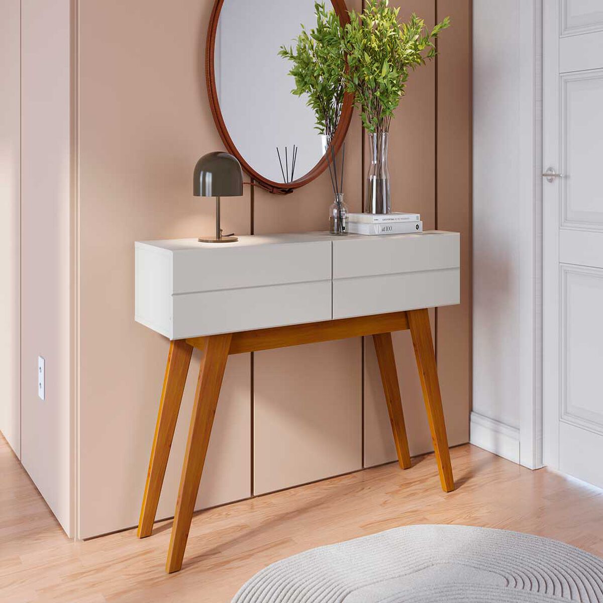 Rack Di Poretti Noronha Hasta 75" Blanco + Arrimo