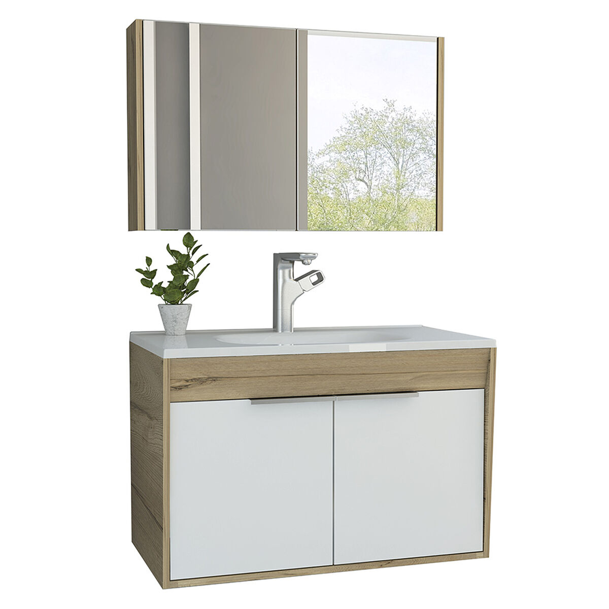 Botiquín + Mueble Lavamanos Flotante TuHome Bath 300