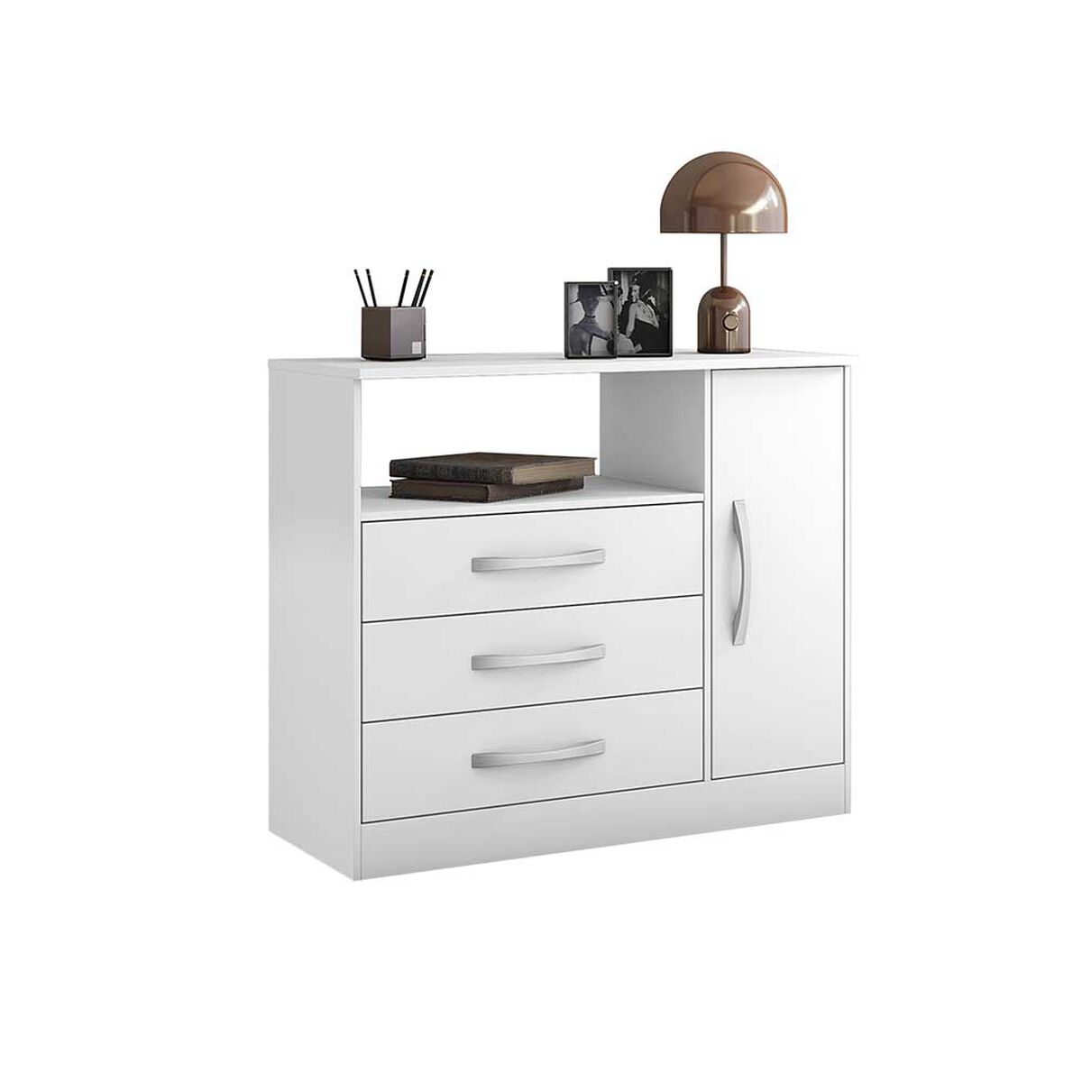 Cómoda Home Mobili Maxis 3 Cajones 1 Puerta Blanco