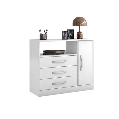 Cómoda Home Mobili Maxis 3 Cajones 1 Puerta Blanco
