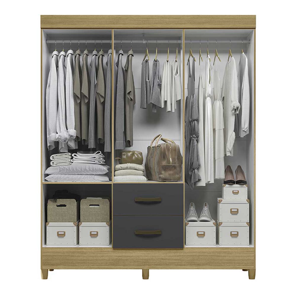 Clóset Vekkahome Mobi 6 Puertas 2 Cajones Gris