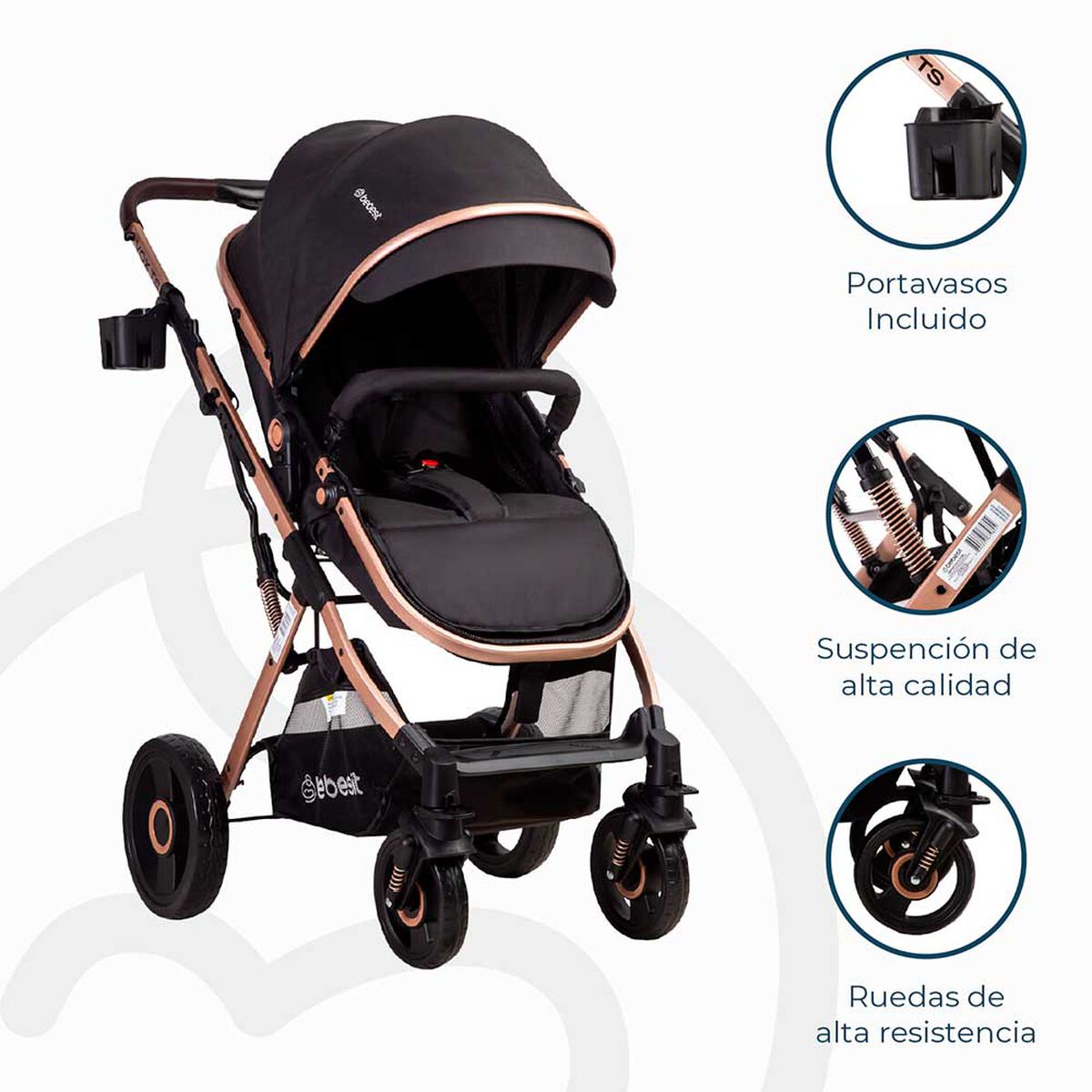 Coche Cuna Paseo Bebe Vox Gold Negro Bebesit
