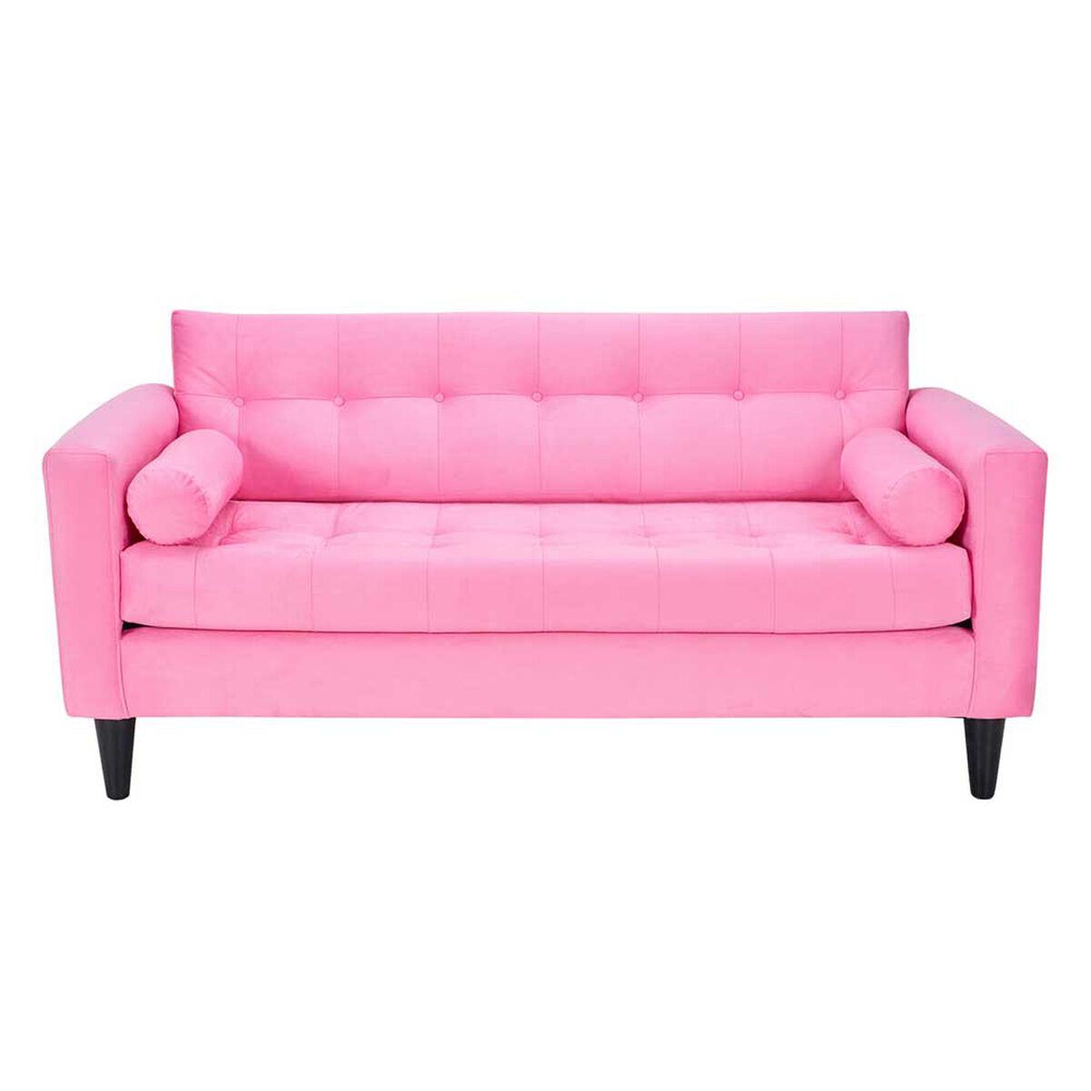Juego de Living Bodevir Retro Felpa 3 Cuerpos + Dos Sillones 1 Cuerpo Rosado