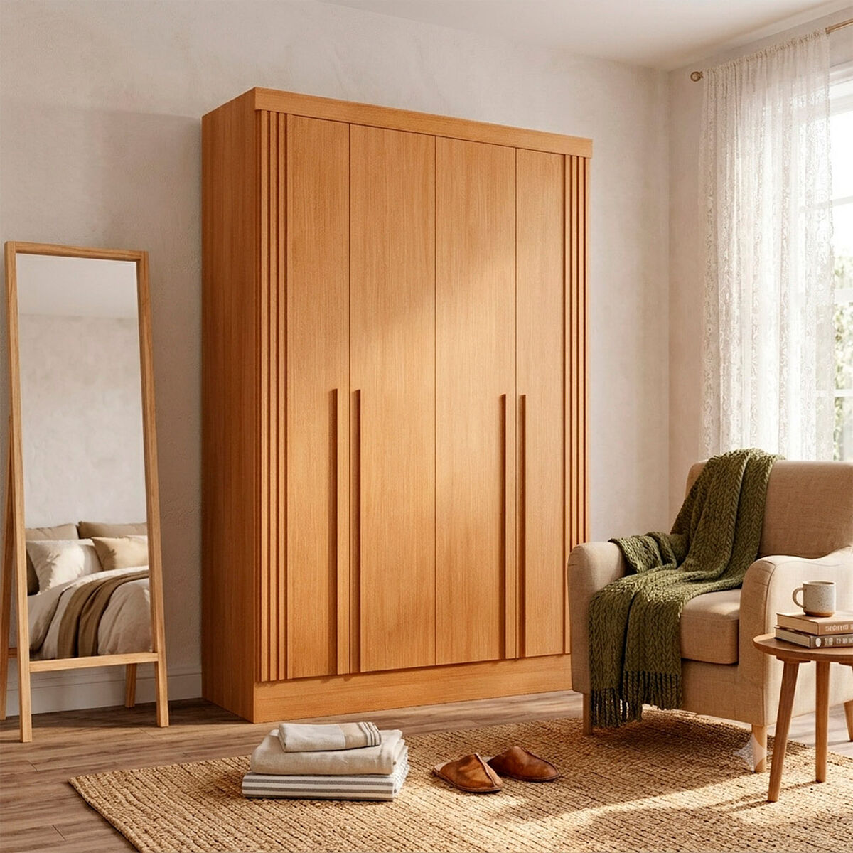 Closet Di Poretti Design New Fiji 3 Cajones 4 Puertas Caf&eacute; Claro