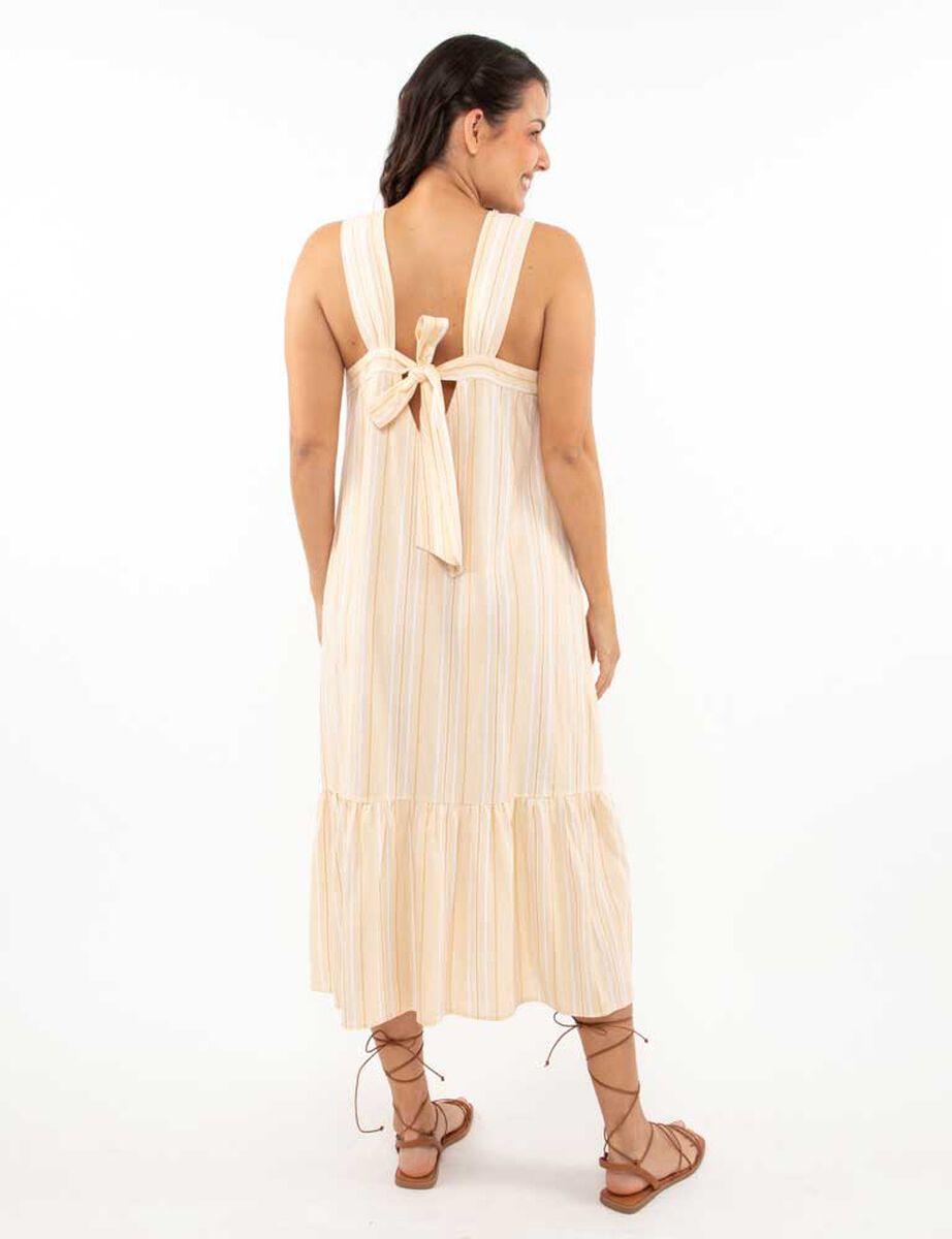 Vestido Lino Maxi Sin Mangas Mujer Alma