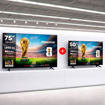 Imagen 1 del producto Combo LED 75"" Hisense Ultra HD 4K + LED 50"" Hisense Ultra HD 4K