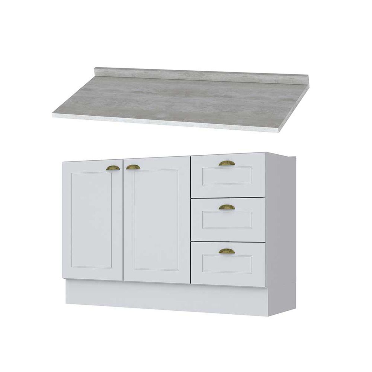 Mueble de Cocina Base Home Mobili Tulum 3 Cajones 2 Puertas Blanco