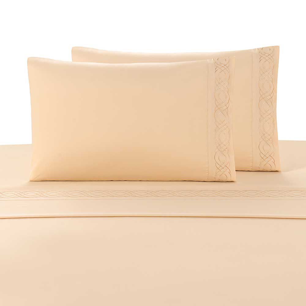 Juego de Sábanas Illusions King Bordada Blonde Beige