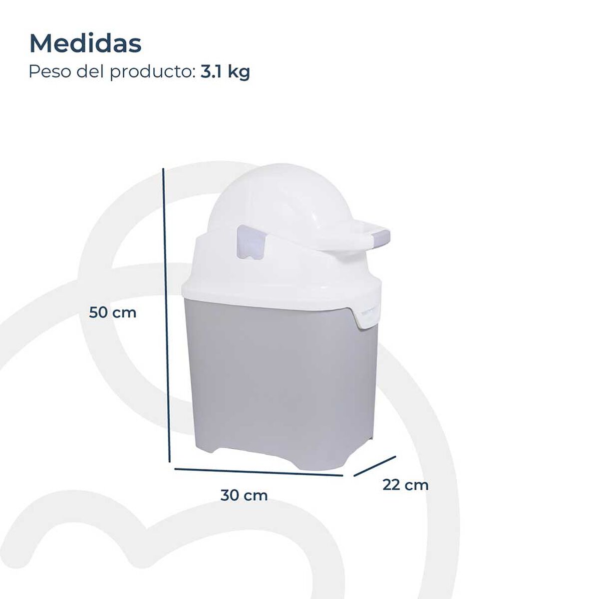 Basurero de Pa&ntilde;ales Plateado Bebesit