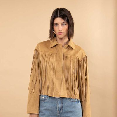Chaqueta Suede Flecos Mujer Zibel