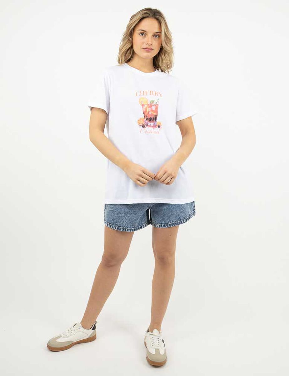 Polera Con Estampado Manga Corta Mujer Icono