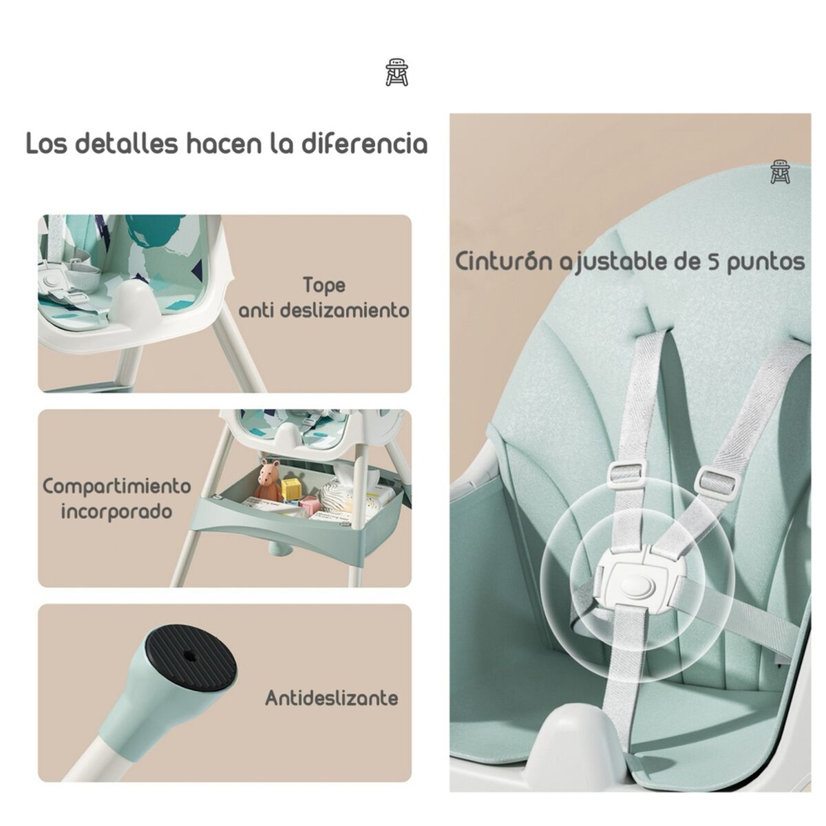 Silla de Comer Mecedora 2 en 1 con Ruedas Rosada Lubabycas