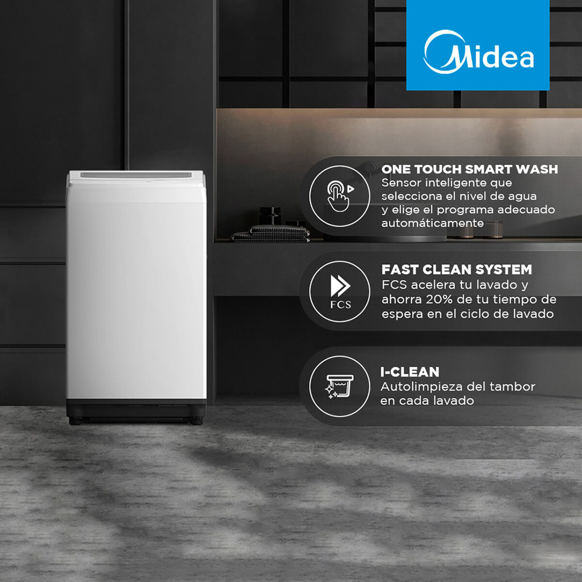 Lavadora Automática Midea MLS-080BE04N 8 kg