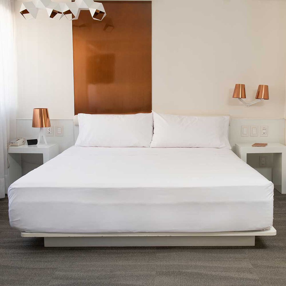 Juego de Sábanas Liso Linea Hotel 144 Hilos 2 Plazas Blanco