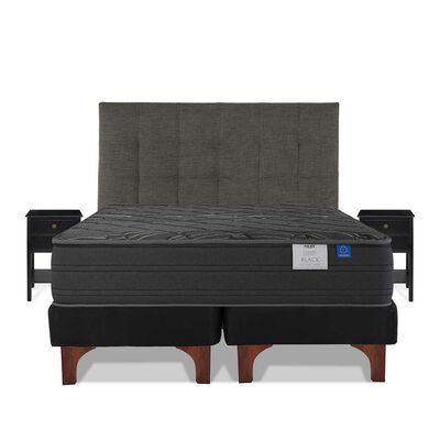 Imagen 2 del producto Cama Europea Flex Base Dividida King Black + Respaldo Design Grafito + 2 Veladores Rover