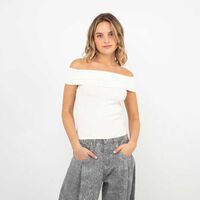 Polera Bardot Mujer Icono Blanco