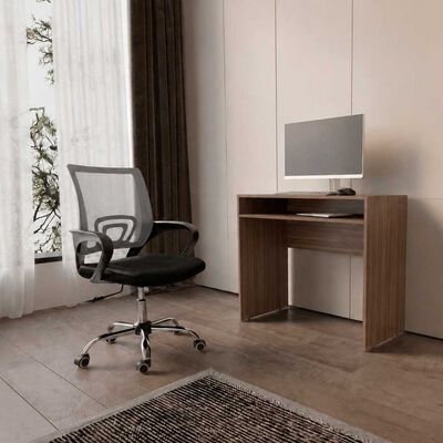 Combo Oficina Escritorio Avellana + Silla New York Negra y Gris Arthome