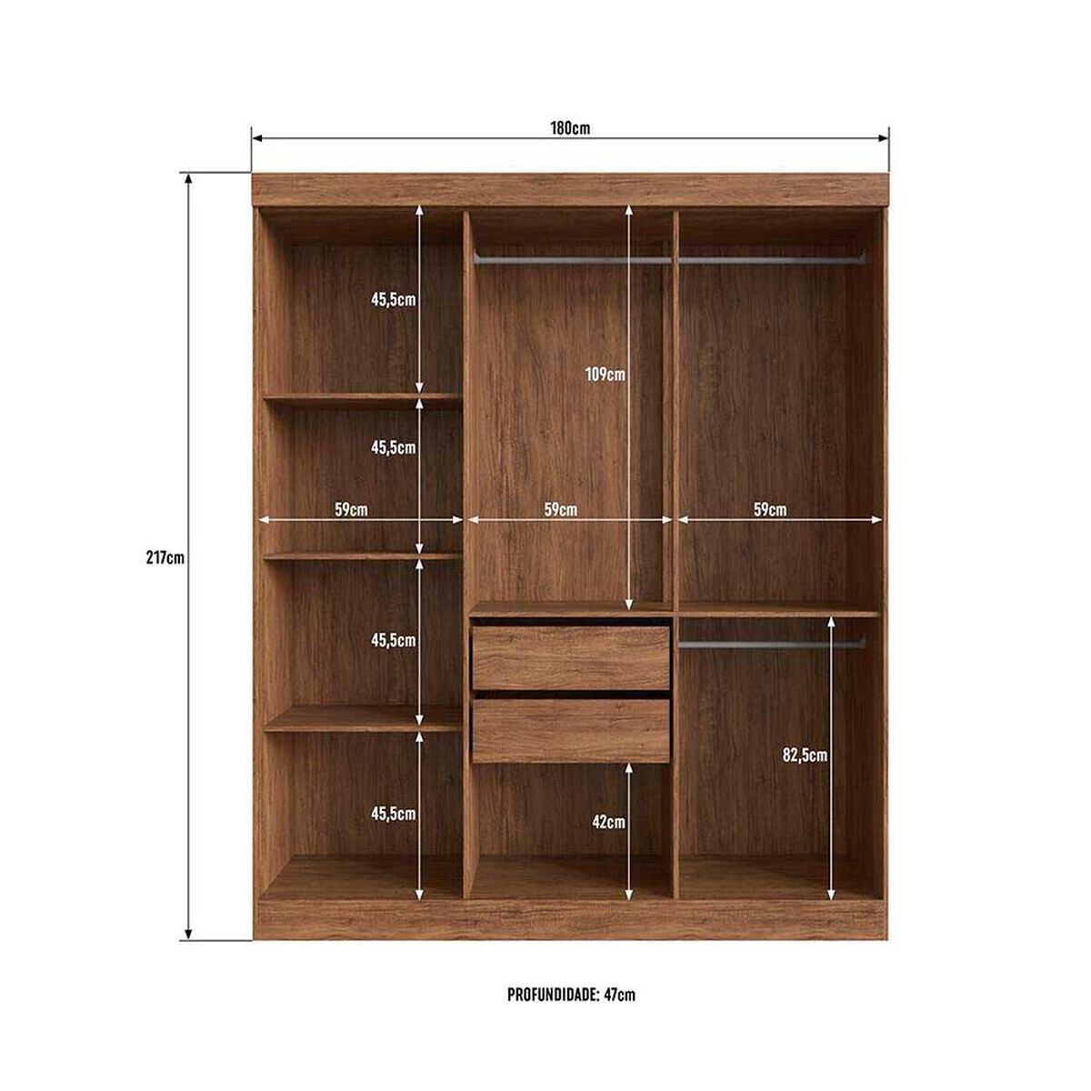 Cl&oacute;set Exit New York 6 Puertas 2 Cajones Casta&ntilde;o y Negro