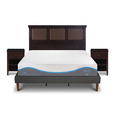 Imagen 1 del producto Cama Europea CIC King Alaska + Respaldo + 2 Veladores