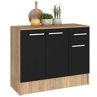 Mueble de Cocina Base Vekkahome Madri 1 Cajón 3 Puertas Negro Café