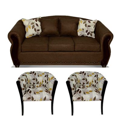 Imagen 1 del producto Juego de Living Elegant Detail Bartolucci Sofá 3 Cuerpos + Dos Sillones 1 Cuerpo Café