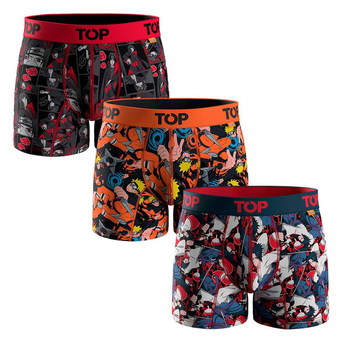 Pack 3 B&oacute;xer Medio Microfibra Naruto Shippuden Hombre Top