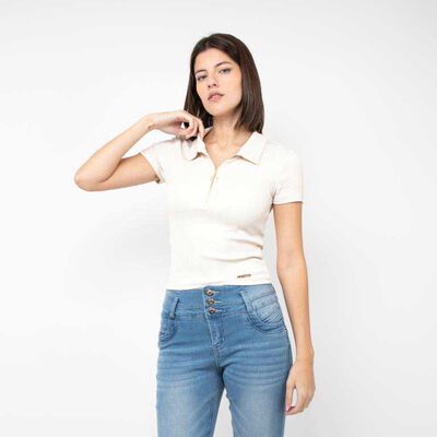Polera Cuello Manga Corta Mujer  Fiorucci