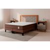 Combo Cama Europea Rosen Base Dividida 2 Plazas New Style 4 Plus + Respaldo + 2 Veladores Dreams 2 Plazas Treliza Gris