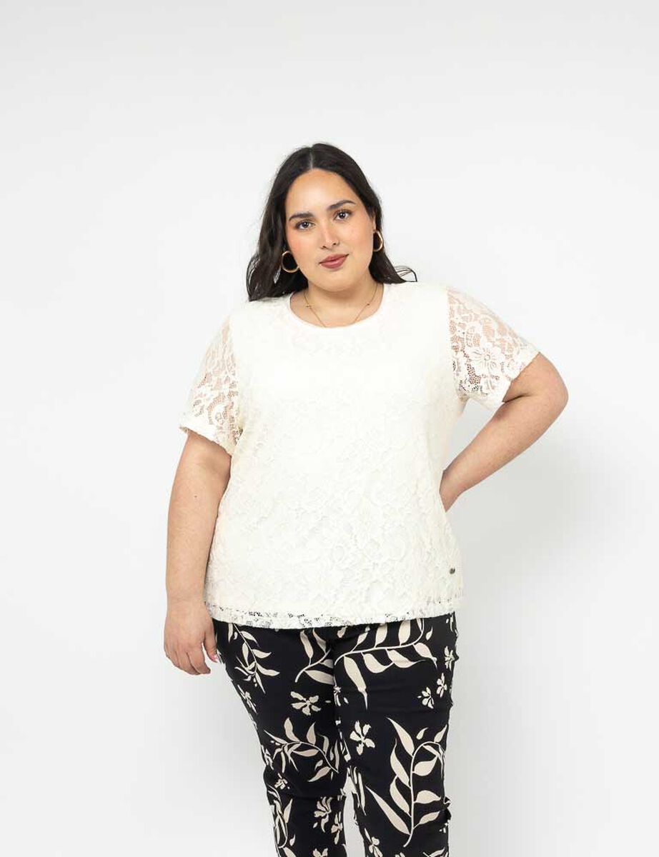 Polera Encaje Manga Corta Mujer Extralindas