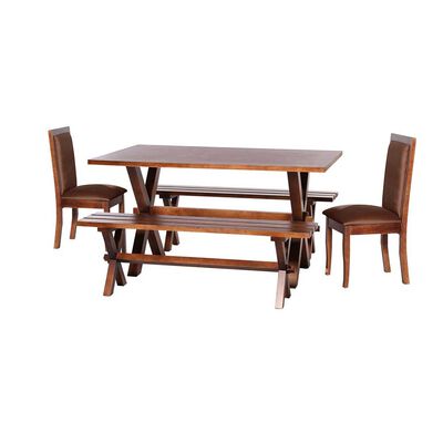 Juego de Comedor Latam Home Sevilla Girona 2 Sillas + 2 Bancas Velvet Chocolate