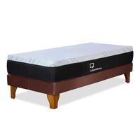 Cama Europea Latam Home 1 Plaza Zen Top Spring Hybrid Velvet Chocolate