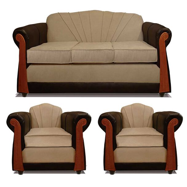 Juego de Living Elegant Detail Marsella Sofá 3 Cuerpos + Dos Sillones 1 Cuerpo Beige
