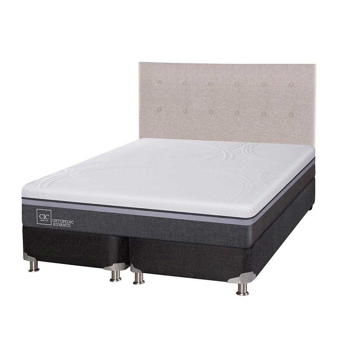 Box Spring CIC Base Dividida King Ortopedic Advance + Respaldo Tigris