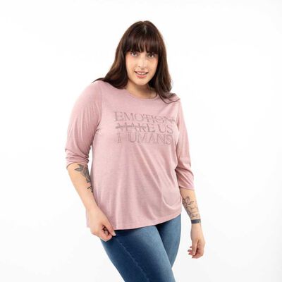 Polera Con Estampado Manga 3/4 Mujer Extralindas