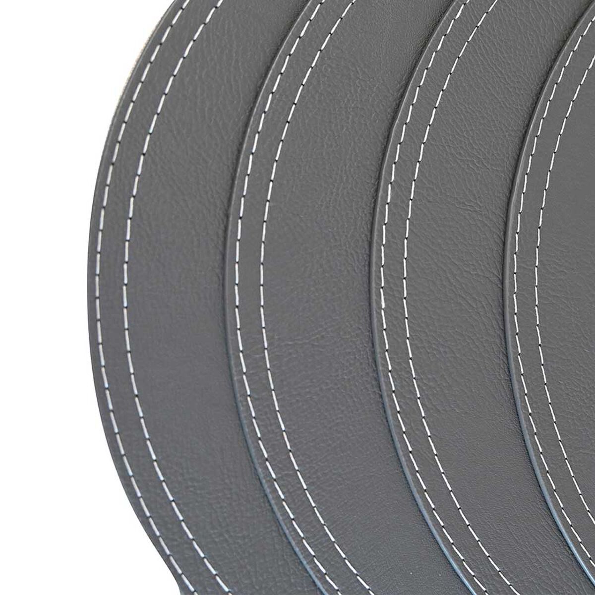 Set 4 Individuales Doral Eco Cuero Redondo 38 cm Gris