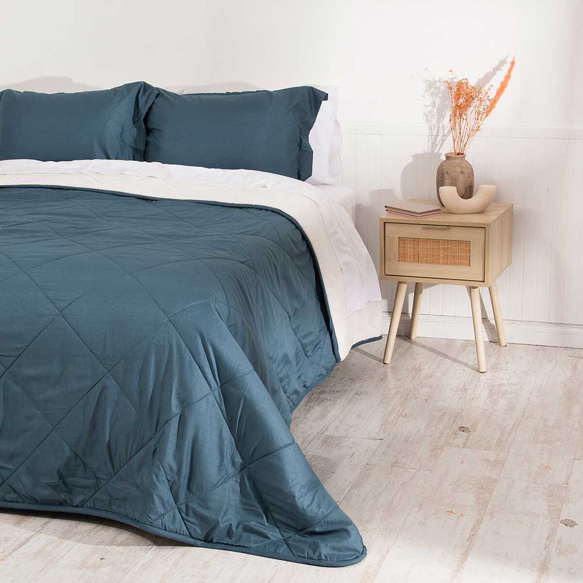 Plumón Mashini 2 Plazas Liso Azul