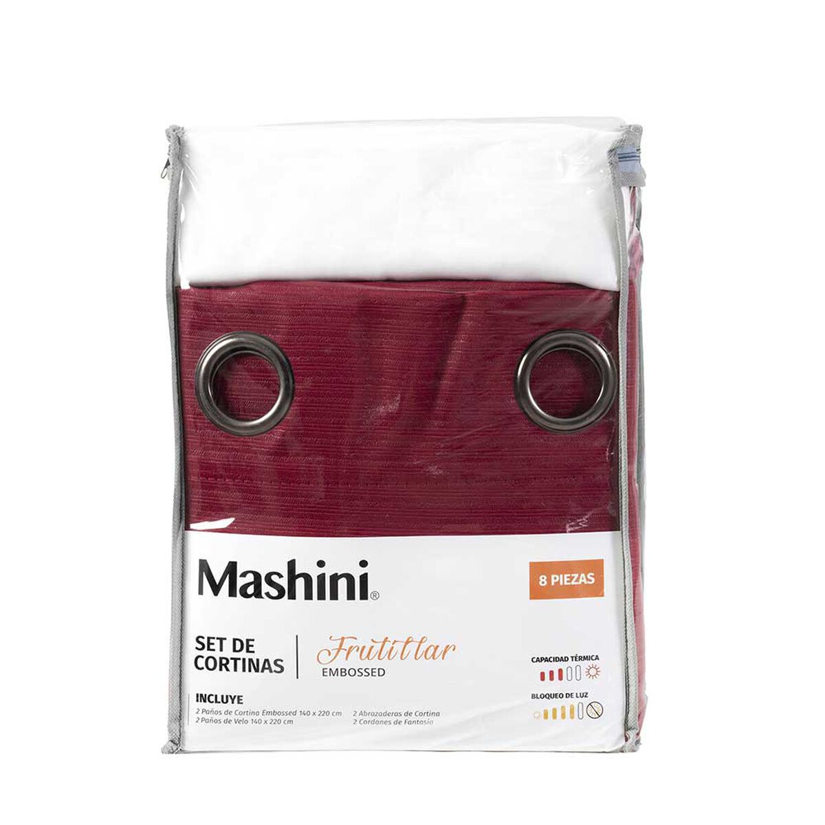 Set de Cortinas Mashini Frutill 140 x 220 cm Burdeo
