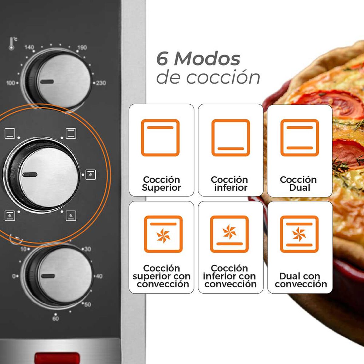 Horno El&eacute;ctrico Kitchen-It Silver Series 45 lts.