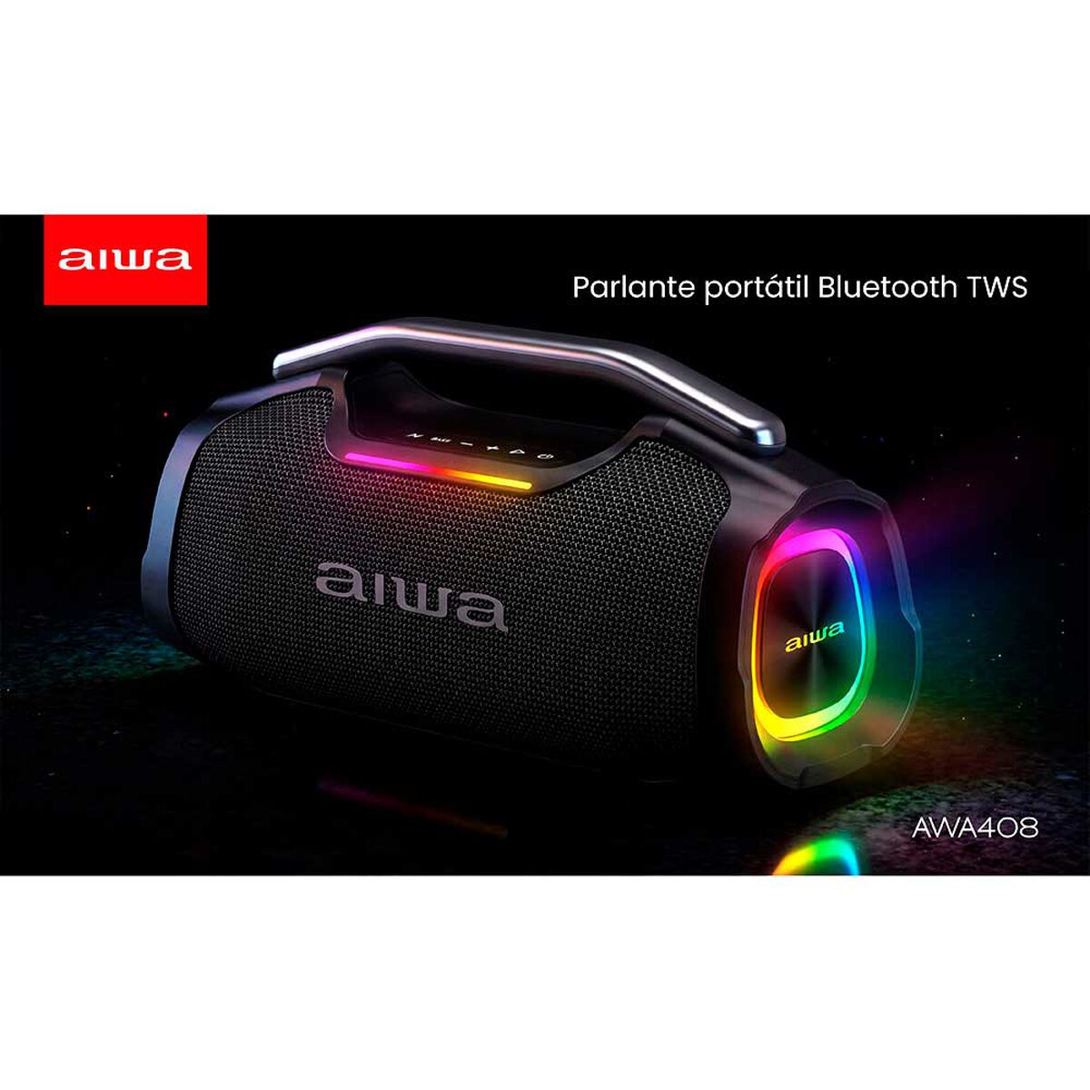 Parlante Port&aacute;til Aiwa AW-A408 55W Bluetooth Negro