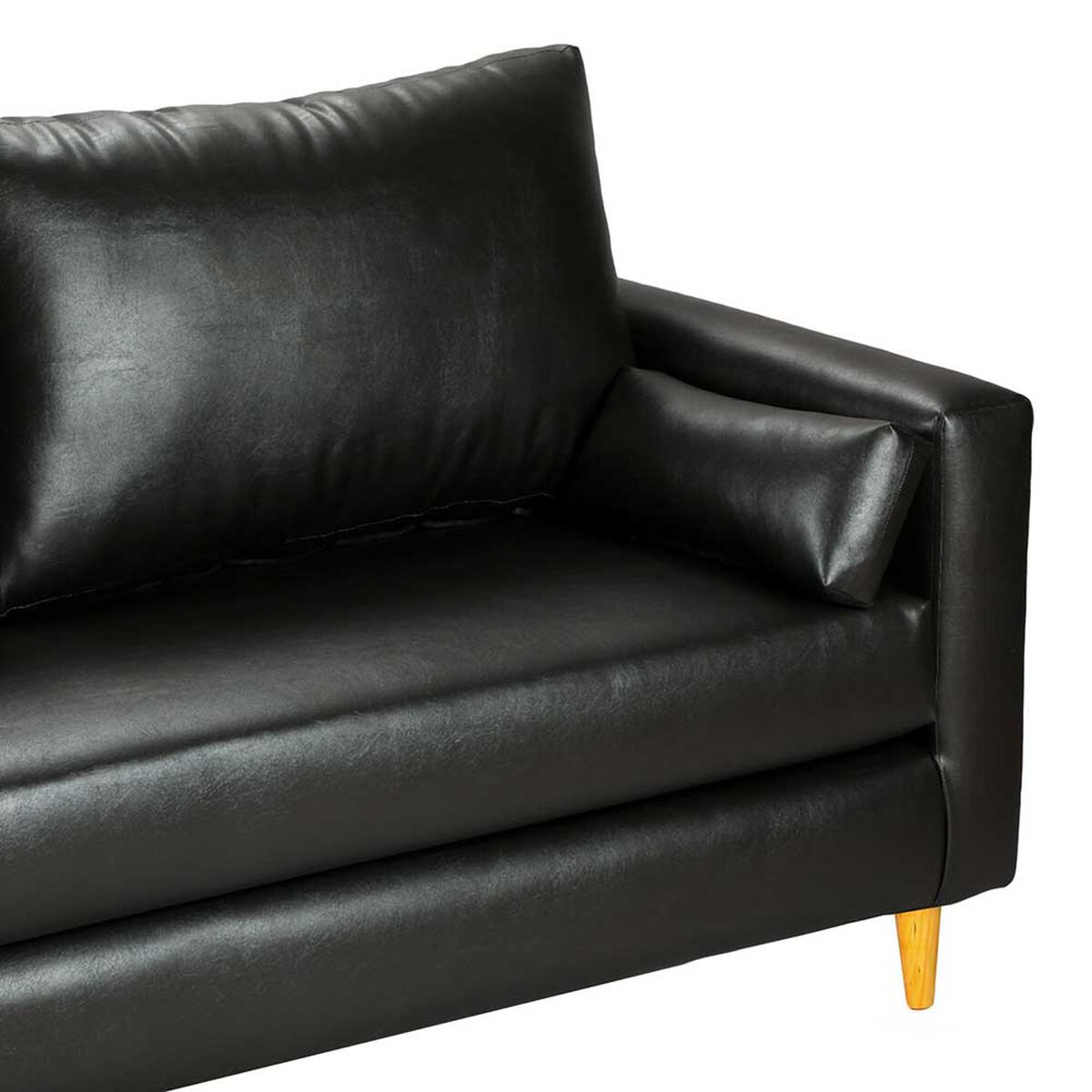 Juego de Living Bodevir Sky PU 04 Sof&aacute; 3 Cuerpos + Dos Pouf 1 Cuerpo Negro&nbsp;