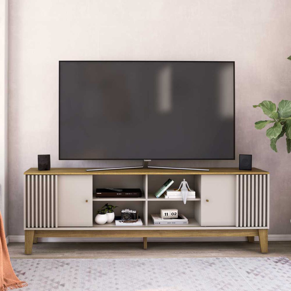 Rack Exit Florencia Hasta 79" Nogal-Beige