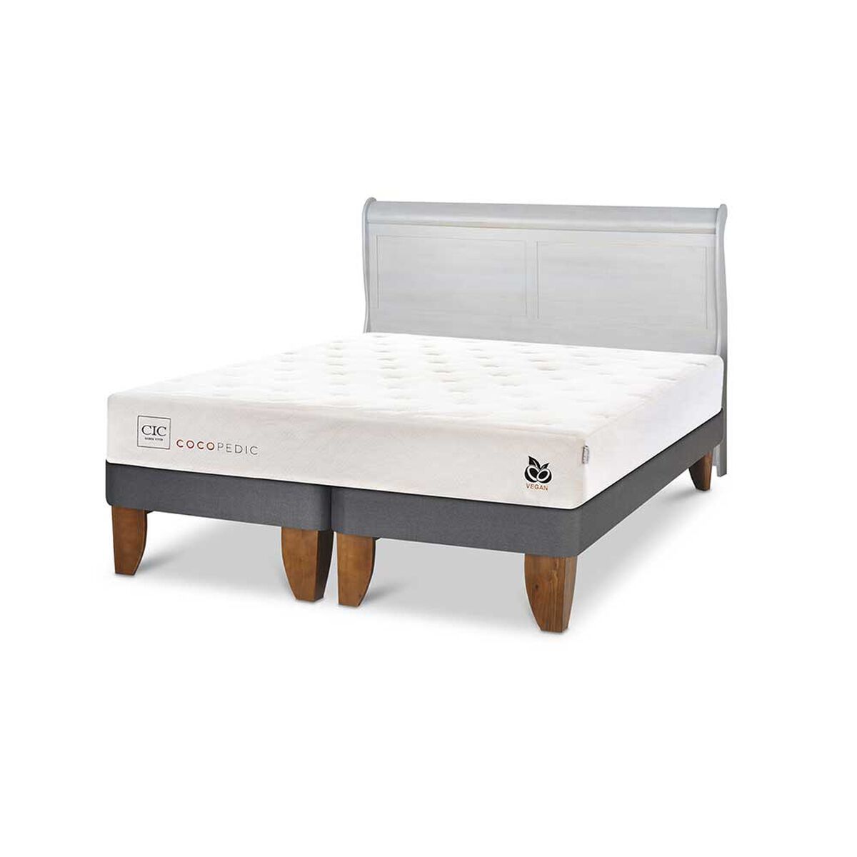 Cama Europea CIC Base Dividida 2 Plazas Cocopedic + Respaldo Miro Alpino